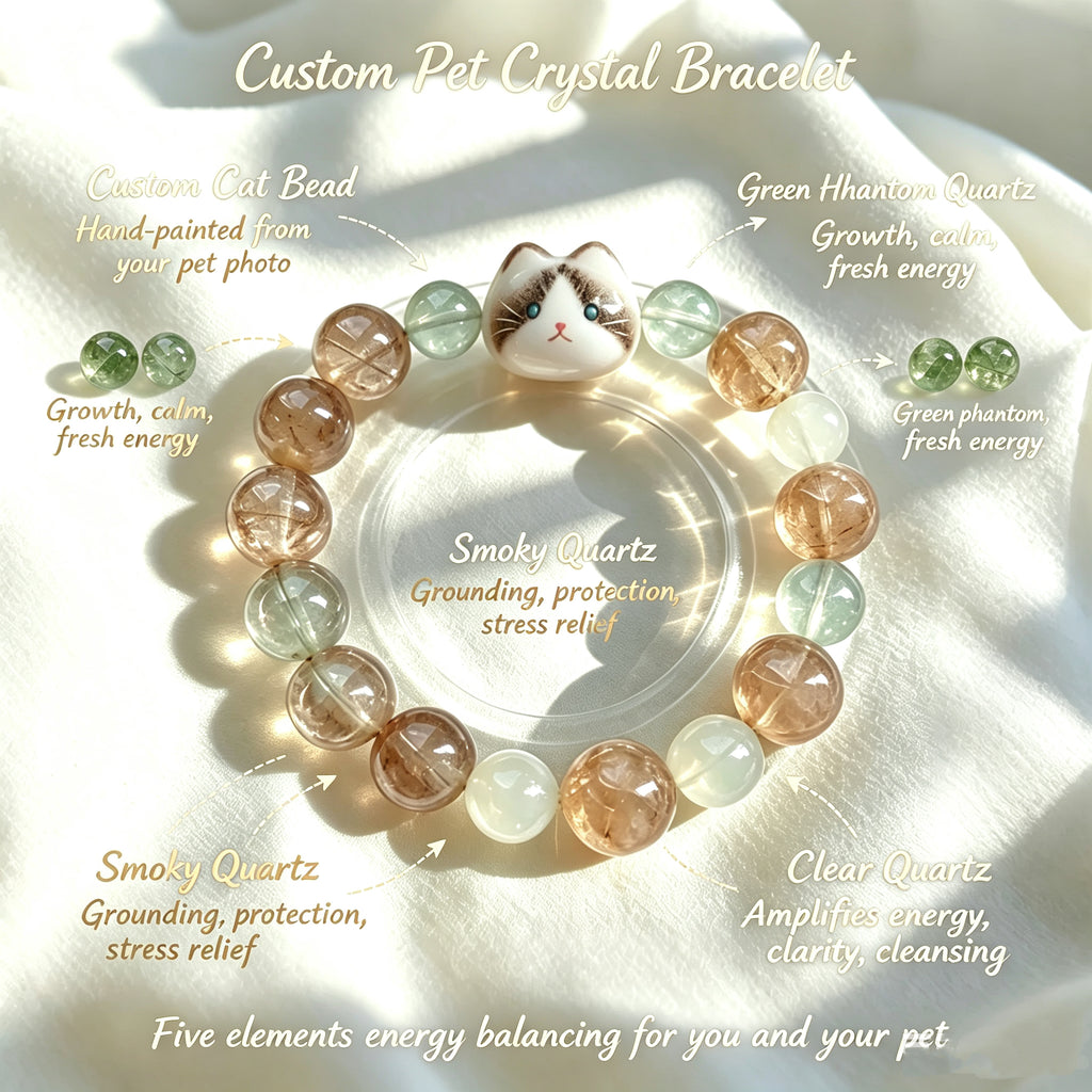 Custom Pet Portrait Five Elements Crystal Bracelet