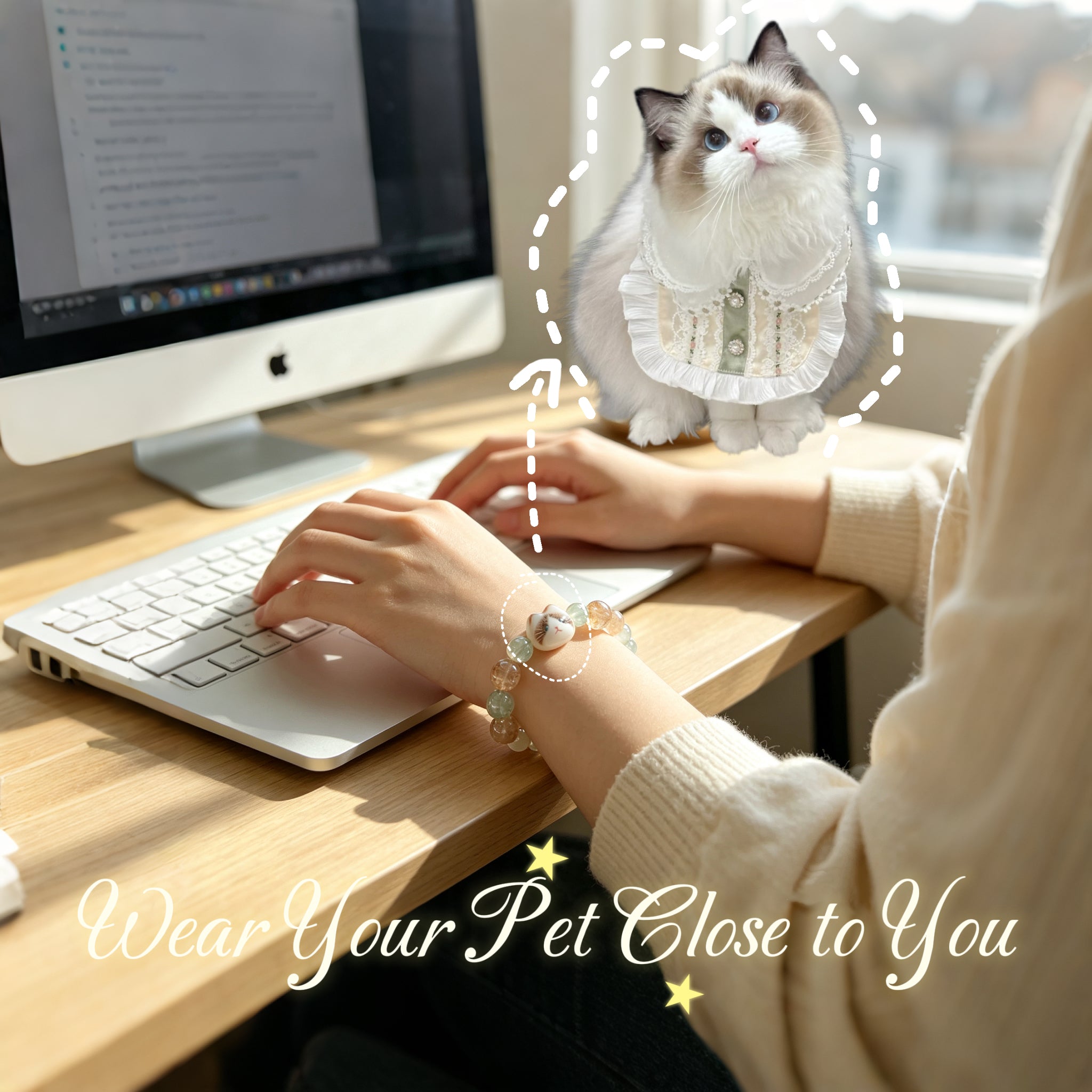 Custom Pet Portrait Five Elements Crystal Bracelet