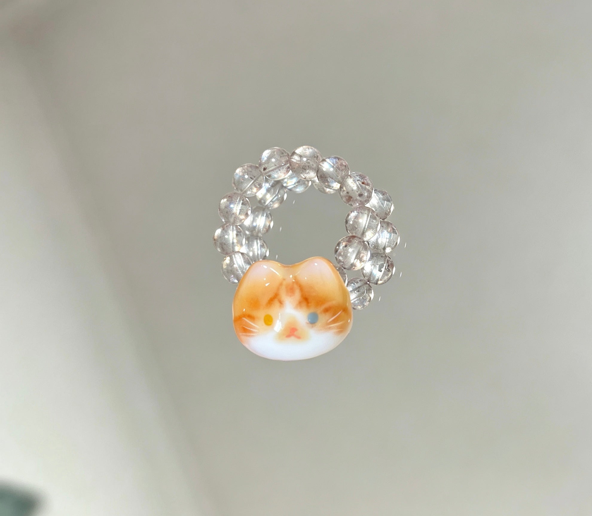 Dainty 2mm Crystal Cat Head Ring, Minimalist Cute Kitten Stackable Ring, Ready-Made Pet Jewelry Gift For Cat Lovers